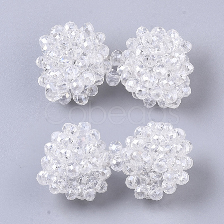 Plating Acrylic Woven Beads PACR-R247-04C-1