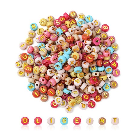 300pcs 2 Styles Opaque Mixed Color Acrylic Beads MACR-YW0002-58A-1