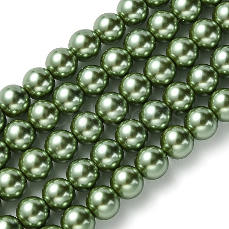 Eco-Friendly  Dyed Glass Pearl Round Bead Strands HY-A002-8mm-RB025-1