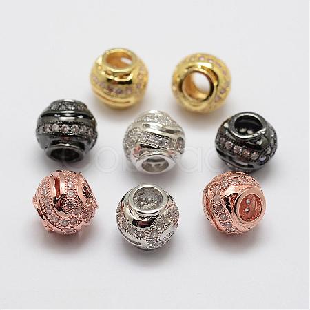 Brass Micro Pave Cubic Zirconia European Beads ZIRC-F038-20-FF-1