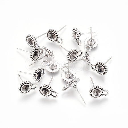 Tibetan Style Stud Earring Findings TIBE-A20145-AS-FF-1