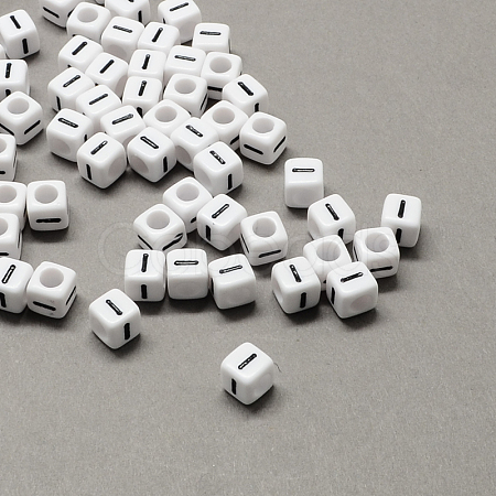 Large Hole Acrylic Letter European Beads X-SACR-Q103-6mm-01I-1