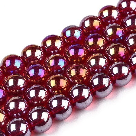 Electroplate Transparent Glass Beads Strands GLAA-T032-T4mm-AB20-1