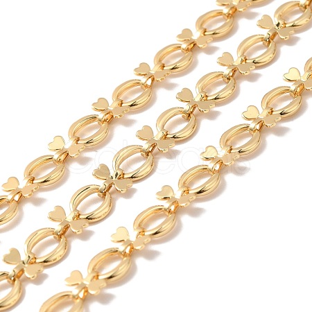 Rack Plating Brass Oval & Heart Bowknot Link Chains CHC-I040-04G-1