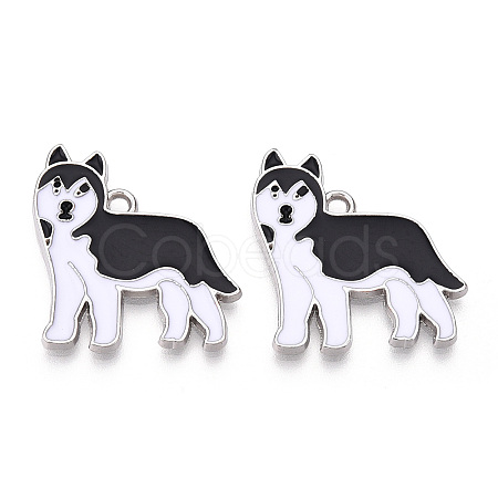 Rack Plating Alloy Enamel Dog Pendants PALLOY-T075-157A-1