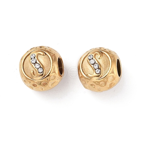 Ion Plating(IP) 304 Stainless Steel Rhinestone European Beads STAS-A092-10S-G-1