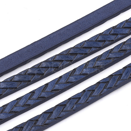 Braided Flat Single Face Imitation Leather Cords LC-T003-01B-1