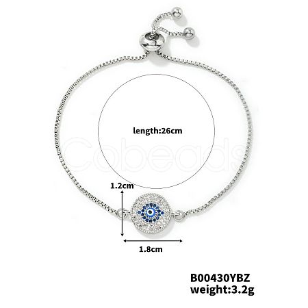 European and American Fashion Evil Eye Brass Rhinestone Link Slider Bracelets EL1092-1