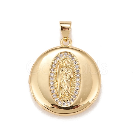 Brass Micro Pave Cubic Zirconia Locket Pendants KK-A161-53G-1