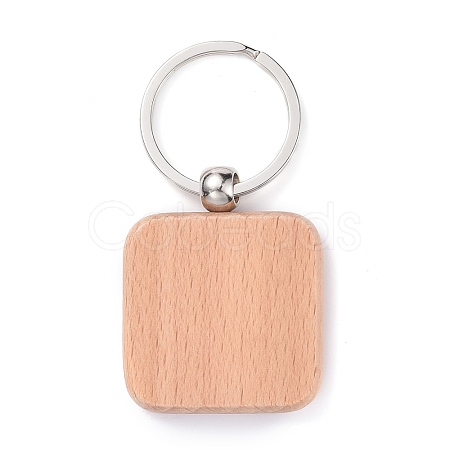 Natural Wood Keychain HJEW-P008-05-1