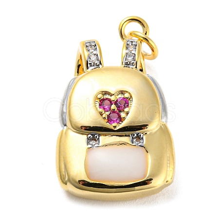 Rack Plating Brass Cubic Zirconia Pendants KK-M258-12G-1