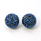 Chunky Resin Rhinestone Bubblegum Ball Beads, Round, Marine Blue, 20mm, Hole: 4mm