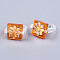 Transparent Resin Cuff Rings, Open Rings, AB Color Plated, Square with Flower, Coral, US Size 8 1/2(18.5mm)