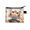 Polyester Wallets, Rectangle with Cat Pattern Makeup Bags, Sandy Brown, 11x13.5cm