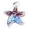 Handmade Lampwork Pendants, Starfish, Purple, 34~40x31~36.5x6~9mm, Hole: 3~7mm