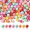 Opaque Acrylic Beads, Round, Mixed Color, 8x7mm, Hole: 2mm