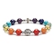 Natural & Synthetic Mixed Gemstone Beaded Stretch Bracelet, Saint Benedict Medal & Cross Alloy Adjustable Bracelet for Women, Inner Diameter: 2-1/4 inch(5.8cm)