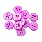 Freshwater Shell Buttons, 4-Hole, Flat Round, Magenta, 14x1.7~2.2mm, Hole: 1.6mm