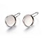 Tarnish Resistant 304 Stainless Steel Leverback Earring Settings, Flat Round, Stainless Steel Color, Tray: 10mm, 21x12x11mm, Pin: 0.7mm