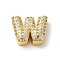 Brass Micro Pave Clear Cubic Zirconia Charms, Real 18K Gold Plated, Letter W, 10.5x13.5x5mm, Hole: 2x2.5mm