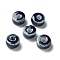 Handmade Porcelain Beads, Flat Round, Midnight Blue, 9.5~10x6mm, Hole: 3mm