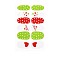 Avocados & Strawberries & Flowers Full Cover Nail Art Stickers, Glitter Powder Decals, Self Adhesive, for Nail Tips Decorations, Red, 25.5x10~16.5mm, 12pcs/sheet