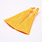 Nylon Tassels Big Pendant Decorations, Yellow, 83~92x9~10mm, Hole: 1.5~4mm