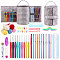 DIY Knitting Kits with Storage Bags for Beginners Include Crochet Hooks, Polyester Yarn, Crochet Needle, Stitch Markers, Scissor, Ruler, Tape Measure, Thistle, 18x44cm