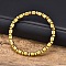 Synthetic Hematite Column & Flat Round Beaded Stretch Bracelet, Golden