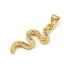 Snake Rack Plating Brass Micro Pave Cubic Zirconia Pendants KK-G513-04G-2