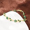 Brass Pave Cubic Zirconia Flower Link Chain Bracelets for Women KK-CBA68DA-14G-10-3