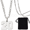 1Pc 304 Stainless Steel Figaro Chain Number Pendant Necklaces NJEW-BBC0001-28A-P-1