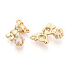 Brass Micro Pave Clear Cubic Zirconia Pendants KK-T078-02G-04-2