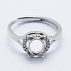 Anti-Tarnish Rhodium Plated 925 Sterling Silver Finger Ring Components STER-G027-15P-2