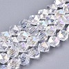 Electroplate Transparent Glass Beads Strands X-EGLA-T019-06L-1