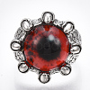 Adjustable Alloy Glass Finger Rings RJEW-T006-03D-2