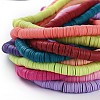 Flat Round Handmade Polymer Clay Beads CLAY-R067-8.0mm-M3-4