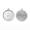 Tibetan Style Antique Silver Alloy Flat Round Pendant Cabochon Settings TIBEP-M022-45AS-2