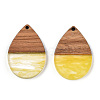 Transparent Resin & Walnut Wood Pendants RESI-N039-25H-3