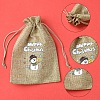12Pcs 12 Styles Christmas Printed Burlap Packing Pouches Drawstring Bags ABAG-FS0001-03B-3