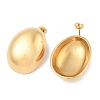 Ion Plating(IP) 304 Stainless Steel Oval Stud Earrings EJEW-B108-04G-2