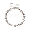 Brass Micro Pave Clear Cubic Zirconia Link Bracelets for Women BJEW-D342-01P-4