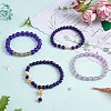 4Pcs 4 Style Natural Malaysia Jade Stretch Bracelets Set with Glass Beaded BJEW-SW00105-06-3