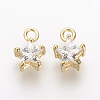 Brass Cubic Zirconia Charms KK-R015-108G-1
