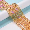 Faceted Electroplated Transparent Glass Beads Strands GLAA-G092-A01-3
