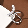 Brass Micro Pave Cubic Zirconia Cuff Open Rings RJEW-C158-03P-3