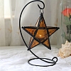 Star Shape Glass and Iron Candle Holder PW-WG56804-06-1