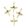 Brass Pave Cubic Zirconia Pendants KK-U072-38G-1