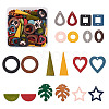 Beadthoven 120Pcs 20 Style Painted Wood Pendants/Links/Cabochons/Bead WOOD-BT0001-05-8