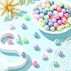 Round Spray Painted Fluorescent Acrylic Beads MACR-YW0002-71-5